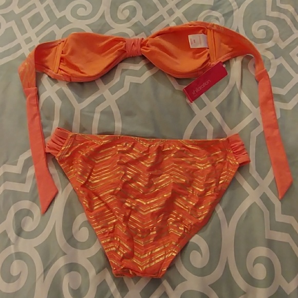 Xhilaration bikini set- peach coral and gold - Picture 2 of 6